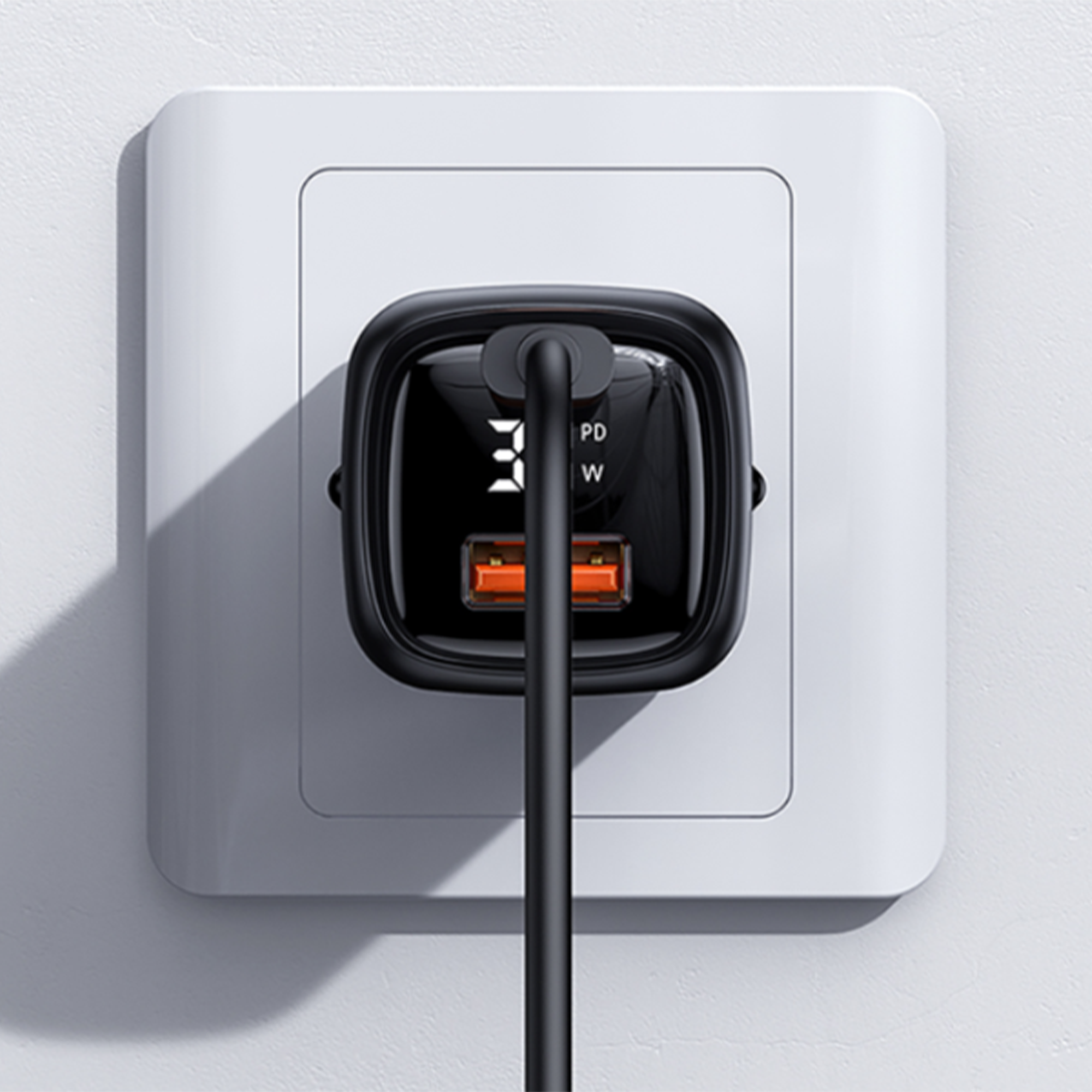 USAMS 33W PD QC Ladeadapter,Typ C+Typ A Ausgang, Digitalanzeige, Schnellladeunterstützung – Europäischer Stecker - CC152 T46