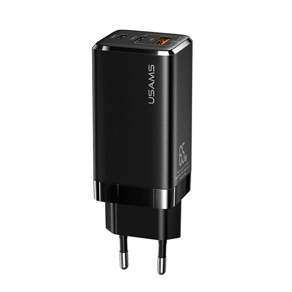 USAMS 65W GaN USB C Charger 3-Port Fast Charger PPS: PD3.0/QC4.0+/SCP/AFC - Compatible with MacBook Pro/Air, Dell XPS 15