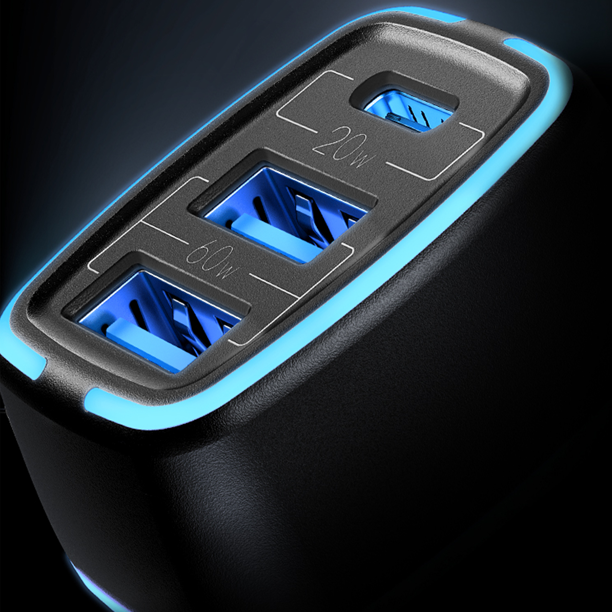 USAMS 3-Port-USB-Auto-Schnellladegerät 1 TypeC 2 USB-Anschlüsse 80 W/4,5 A, 20W PD 60W Dual QC3.0 Autoladegerät Zigarettenanzünder-Adapter 12 V  80W