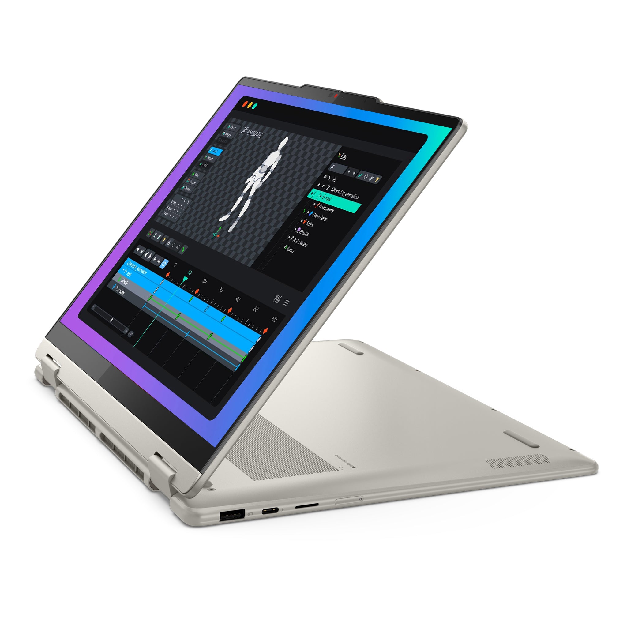 Lenovo Yoga 7 2-in-1 Laptop, Core Ultra 5 226V, 14" WUXGA OLED Multitouch Display, Lenovo Yoga Stift (Seashell) Deutsches Tastatur-Layout, W11 Home, Seashell