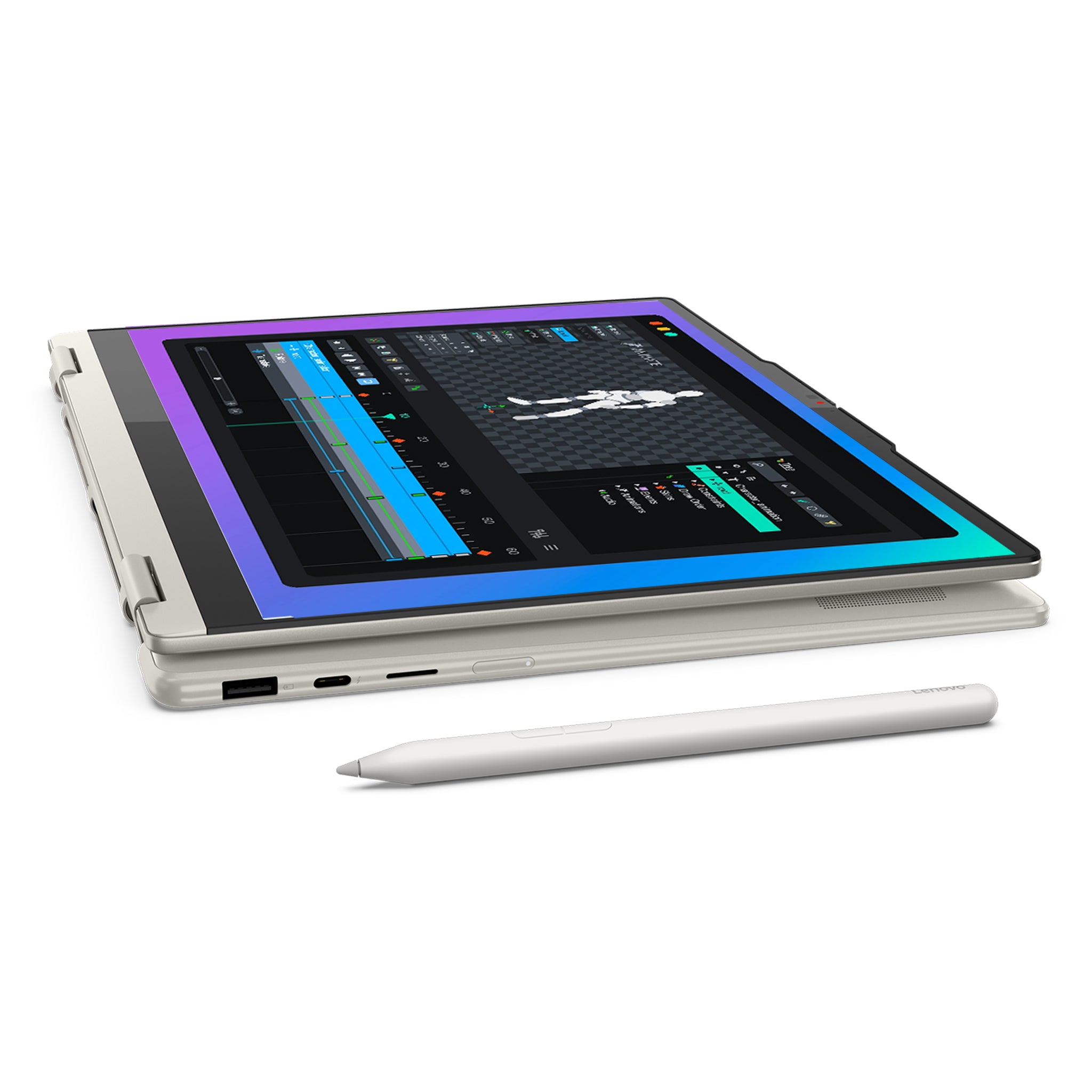Lenovo Yoga 7 2-in-1 Laptop, Core Ultra 5 226V, 14" WUXGA OLED Multitouch Display, Lenovo Yoga Stift (Seashell) Deutsches Tastatur-Layout, W11 Home, Seashell