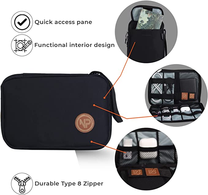 NPO Array Kabeltasche One Layer Kabel Organizer für Accessories, Handy Ladekabel, Powerbanks, Kabel, Karten, Handys