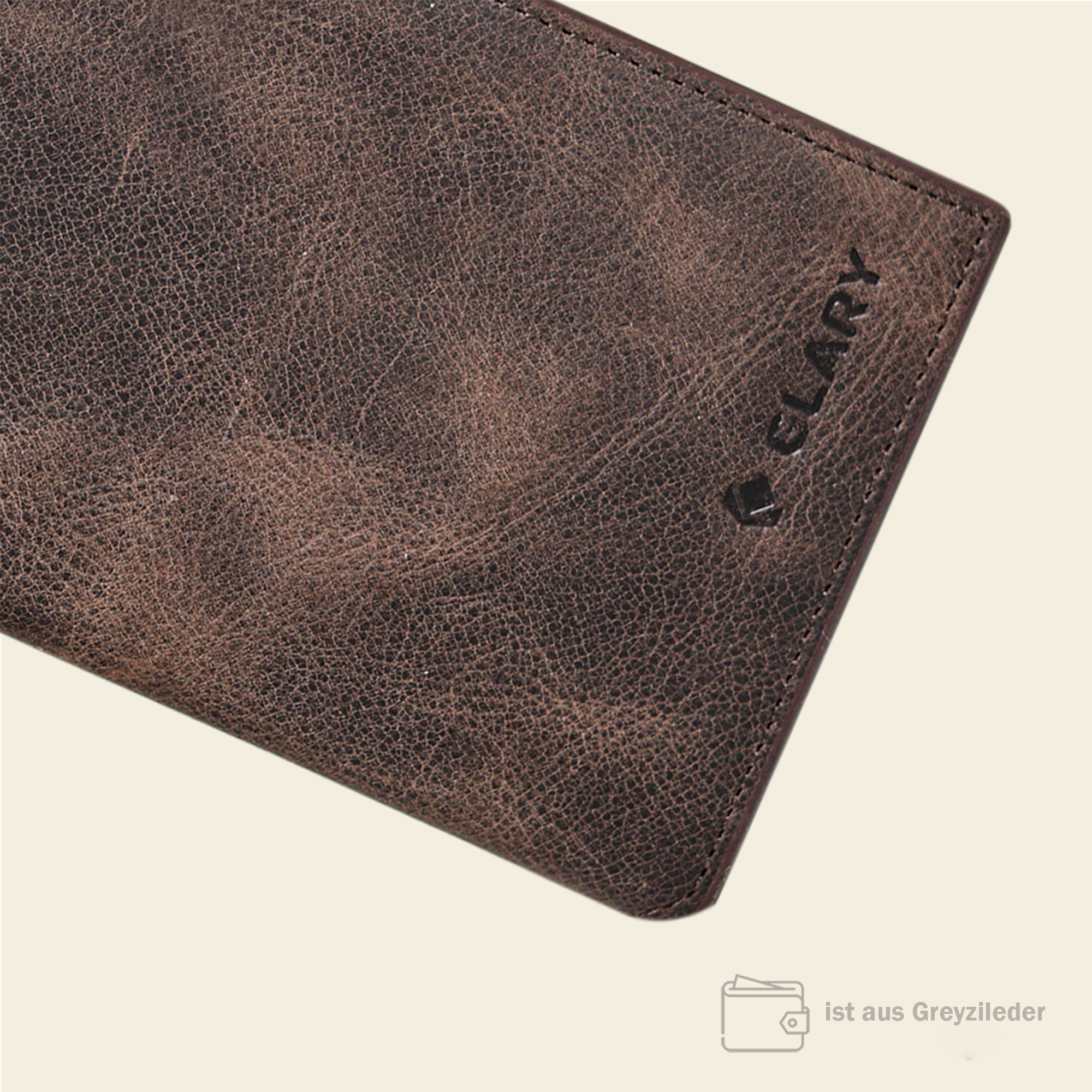 Glary große Portemonaie für Damen Frauen und Herren Mann Unisex. Hochwertiges echtes Greyzileder mit 3 Kartenfächer, 2 Geldfächer und Handyfach GL101
